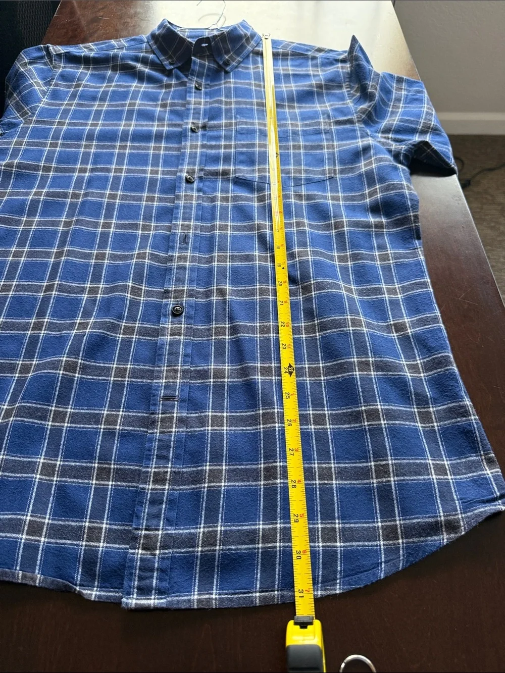 Men's Banana Republic Luxe Flannel Blue Plaid Long-Sleeve Button-Down Shirt